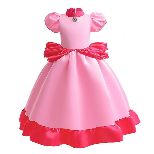 3-9 år Børn Piger Princess Peach Cosplay kostume kjole boldkjole Halloween cosplay dress up gaver 4-5 Years