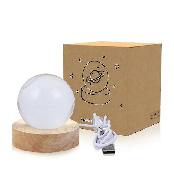 Luminous 3D Galaxy Planet Solsystem Krystal Kugle Natlampe Sengelampe LED Lampe Med Stativ Saturn
