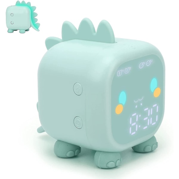 Barnväckarklocka Dinosaur sängklocka Digital väckarklocka med nattljus - grön