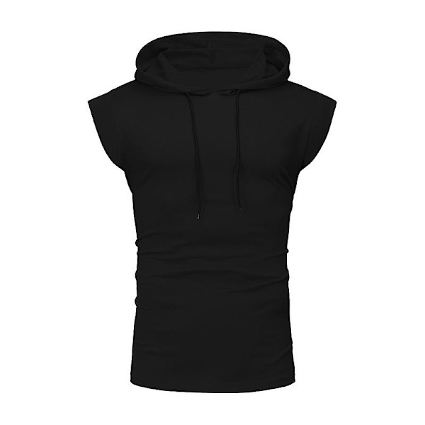 Herrarnas Kortärmad Hoodie Gym Sport T-shirt Tank Tops Black XL
