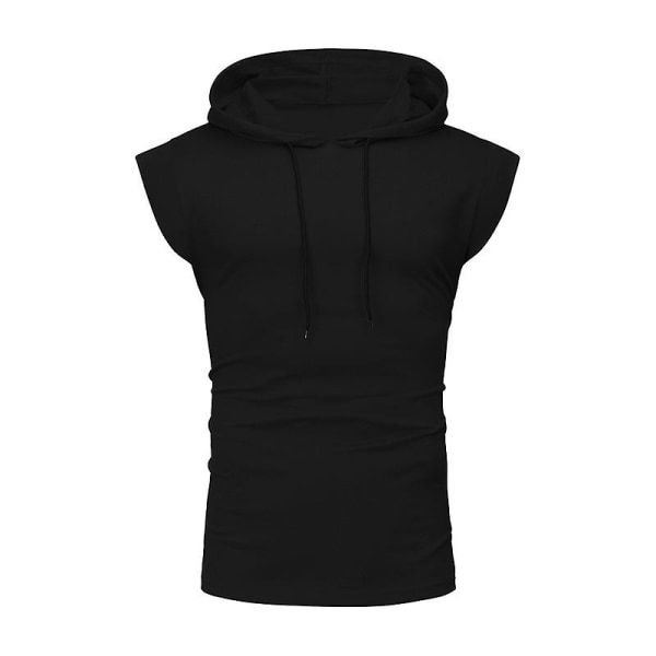 Kortärmad hoodie för män Gym Sport T-shirt linne Black XL