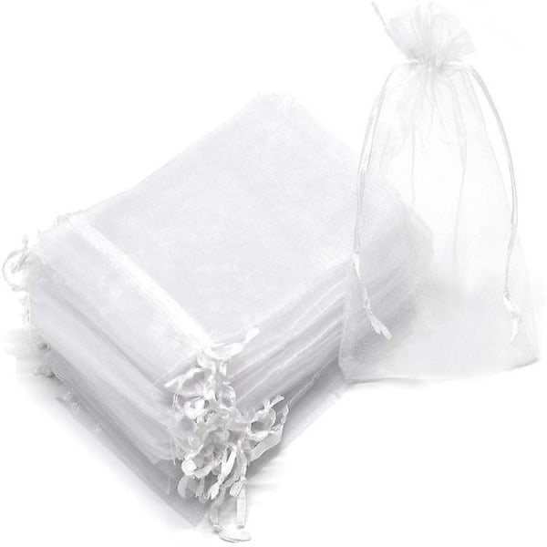 Beskyttelsespose for druefrukt Organza-pose med snor gir total beskyttelse White(100PCS) 10x15CM