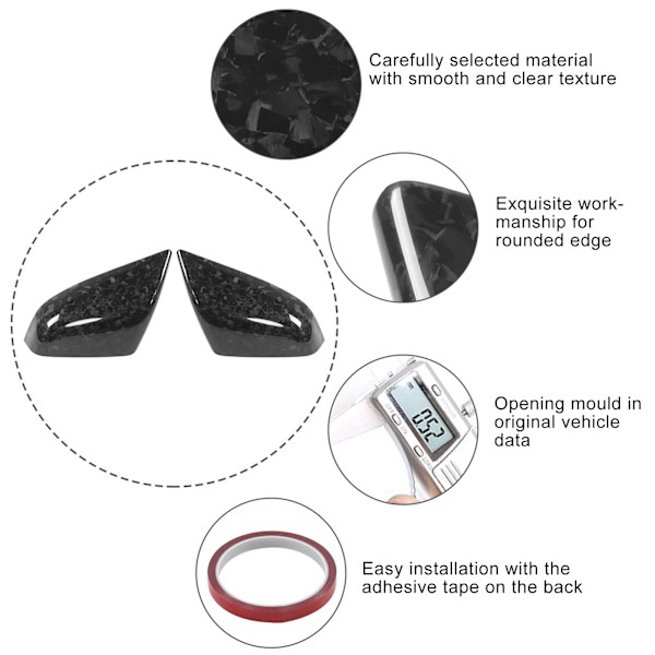 Par bakspeildeksel i tørr karbonfiber, dekor til TESLA MODEL S 2012‑2021, blank marmorstruktur