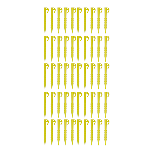 50 Pcs Plastic Tent Peg 5.5in Serrated Sand Stake High Strength ABS Outdoor Beach Spike Tent Nail for Camping Awning Yellow