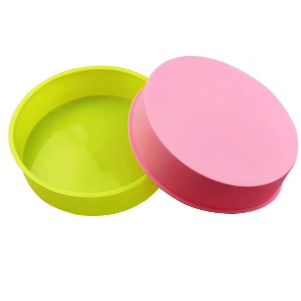2 kpl silikonisia molds, 8 tuuman pyöreitä kakkuvuokia, tarttumattomia molds, leivonnaisia ​​/ leivonnaisia pink  green