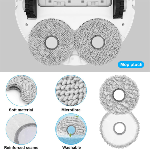 Tilbehørssett for Ecovacs Deebot T20 Omni/T20/T20 Max/T20 Pro robotstøvsugere HEPA-filtre Sidebørster Moppekluter