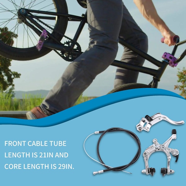 Front Fixie Road Bike Cruiser Bremsesett Bike Brake Kit Bike Caliper Bremsesett Side Pull Bremsesett F KL Silver
