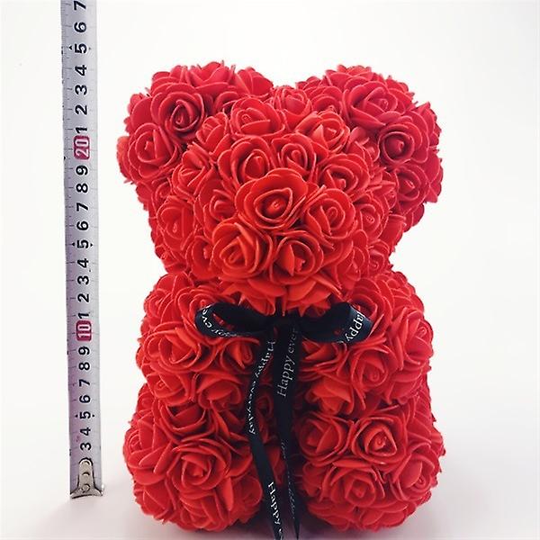 Valentinsdag Gave 25cm Rose Teddy Bear Fra Blomsterbjørn Med Blomster Rød Rosebjørn green