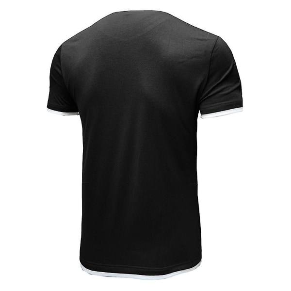 Mænds Almindelig Kortærmet Rundhals T-shirt Sommer Toppe Black L