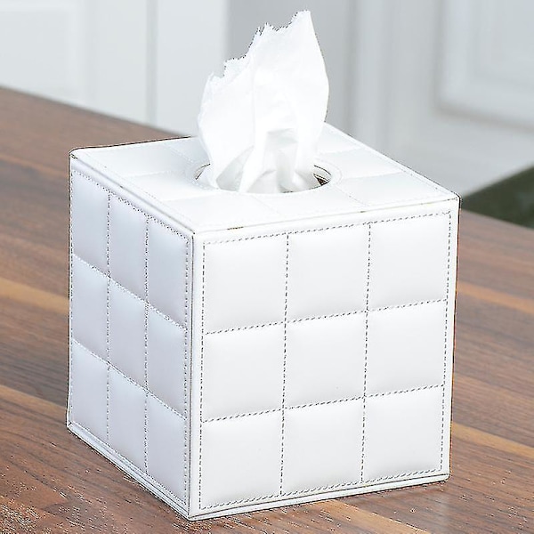 Læder Tissue Box, Firkantet Paper Tissue Dispenser, Sort