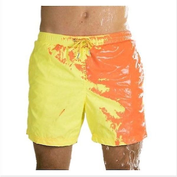 Magiska Färgväxlande Strandbyxor Herrar Badbyxor Badkläder Snabbtorkande Bad Yellow 2XL