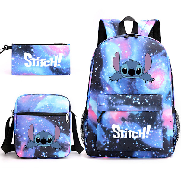 Stitch 3 stk. Sæt Rygsæk Mochila Børn Kapacitet Tasker-1 Starry Blue 2