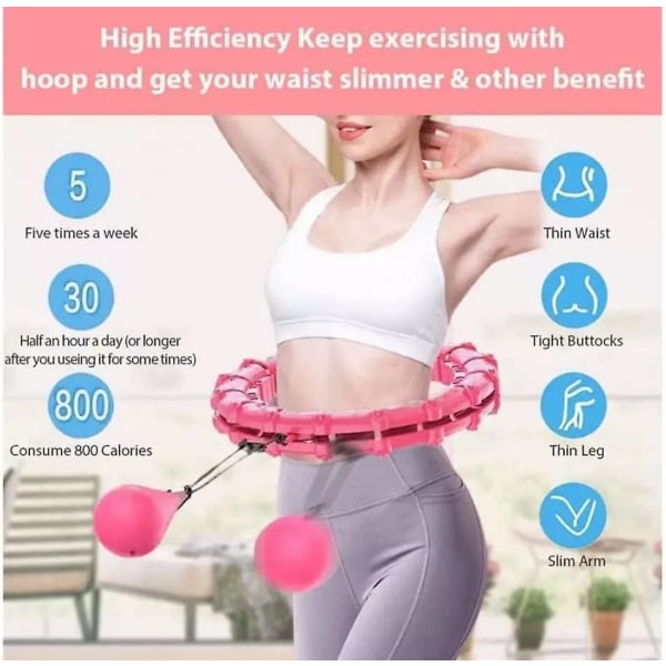 Vægtet Hula Hoop til Voksen Motion Vægtede Smart Hula Hoop med 360 Graders Automatisk Spindende Kugle Smart Hula Ring Hoops 12 Aftagelige Knudepunkter Abdomen Fi