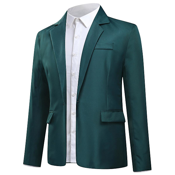 Yynuda Miesten Business Casual Klassinen Notched Lapel Kaksoissplitti Yksivärinen Yksipainikkeinen Puku Takki 11 Väriä Dark Green M