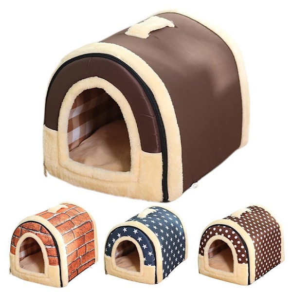 M Størrelse Dyrehus Kennel Blød Igloo Senge Hule Kat Hvalpe Seng Varmt Pude Fold M