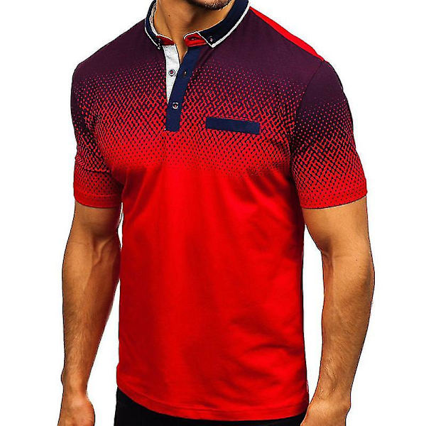 Miesten Polopaita Lyhythihainen Kesäpaita Golf Casual Topit Red M