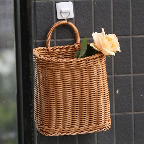 Korg med Handtag Vävda Hängande Korgar för Vardagsrum Frukt Diverse Organizer Handvävd Korg
