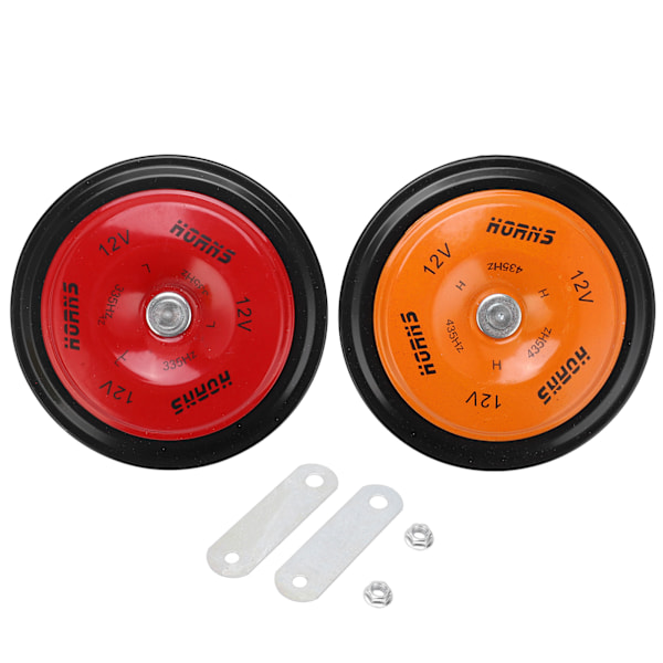 2pcs 110DB Car Electric Air Horn Waterproof Loudspeaker for Ships Trucks Motorcycles DC 12V(Orange Red )