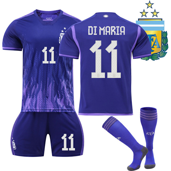 2223 Argentina away Di Maria World Cup football uniform with socks 20(110-120cm)