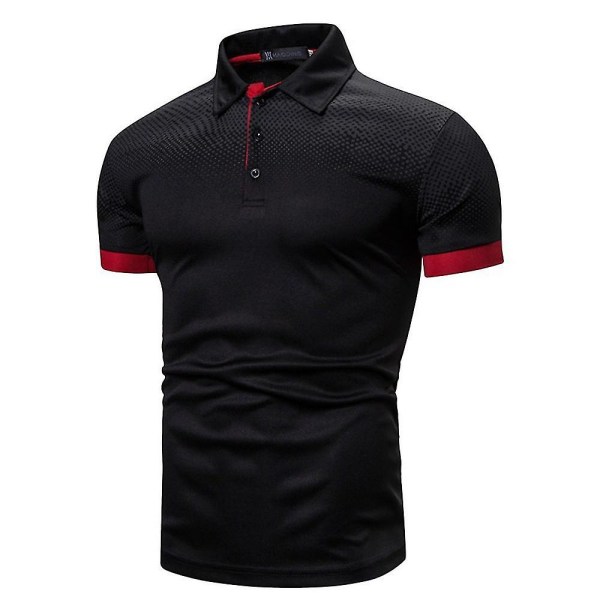 Herrarnas Kortärmad Poloshirt Sommar Toppar Black XL