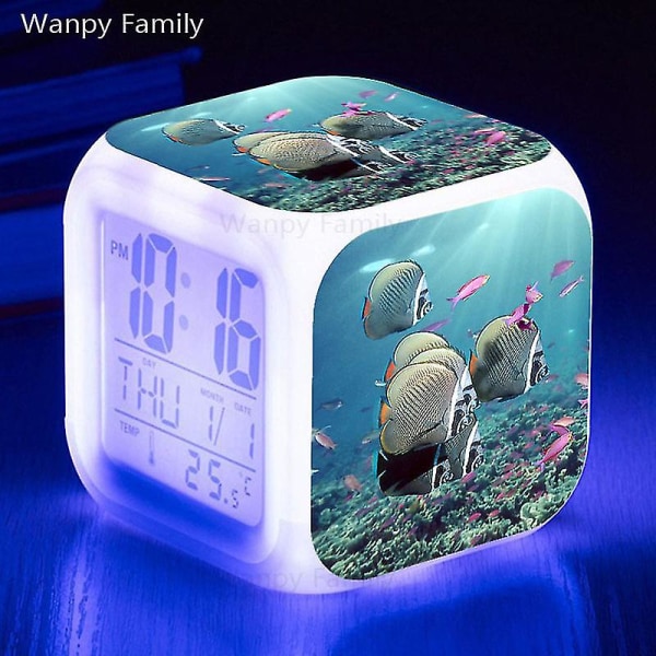 Otwoo 2023 New Dolphin Alarm Clock Barnerom Vekking Timer Touch Flash Lite nattlys Skrivebordsklokke gaver til student og barn 10