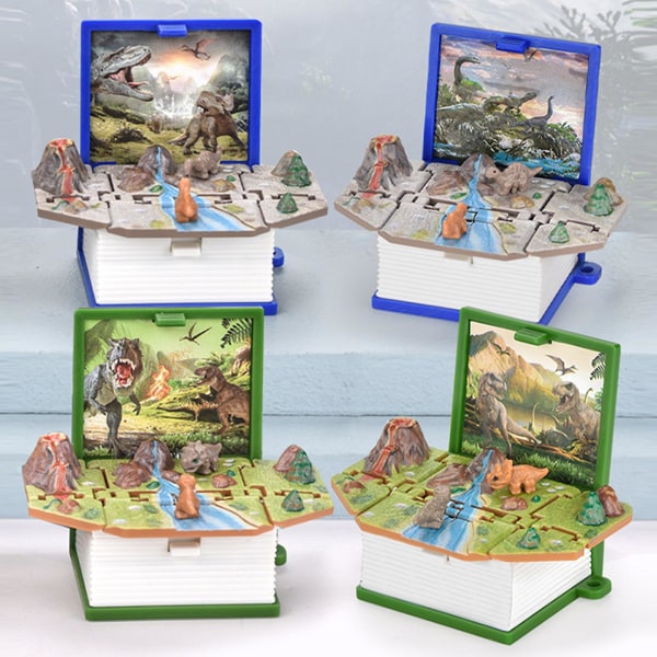 3D Dinosaur Book Avaimenperä - Mini 3D Taitettava Pop-up Dinosaur World Book avaimenperä - Söpö avaimenperä lapsille ja aikuisille -ES Dark blue