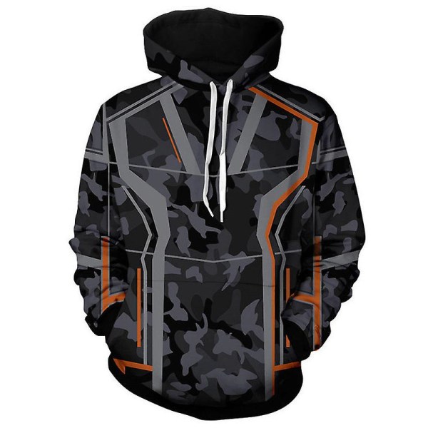 Avengers Iron Man Tony Stark Cosplay Hoodie med Fickluva för Män Black Grey 5XL