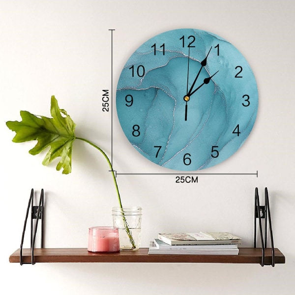 Marble Agate Silent Wall Clock Mode Vardagsrumsklocka Modern heminredning runda watch HZF03953 25X25cm