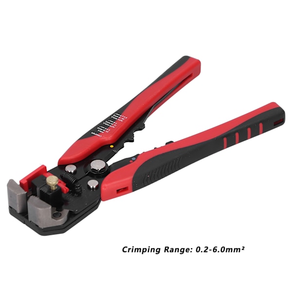 3-i-1 trådkrimpning, afisolering, skæretang ergonomisk krimptang 0,2-6,0 mm² terminalværktøj rødt håndtag