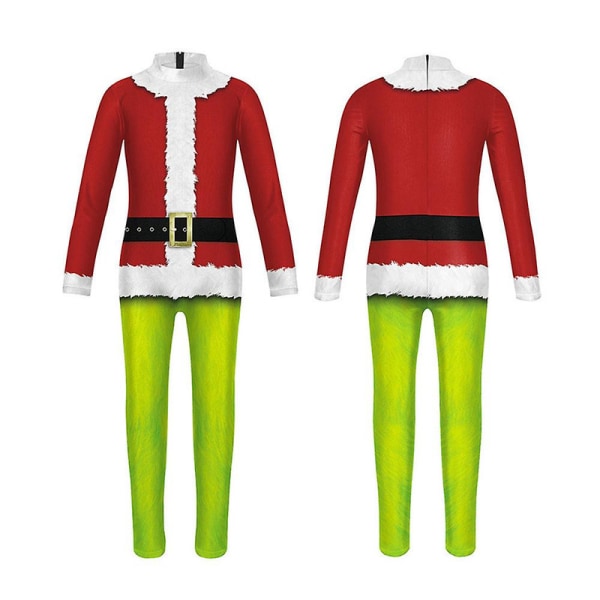 4-9 vuotta Lapset Tytöt Pojat Joulujuhla Grinch Cosplay Puku Haalari Tyylikäs Puku Body Gifts-C 8-9 Years