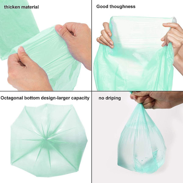 100 st Sopsäckar Stark Sopåsar, Badrumssopbehållare Foder, Plastpåsar Kompatibla Med Kontor, Papperskorg Foder Green