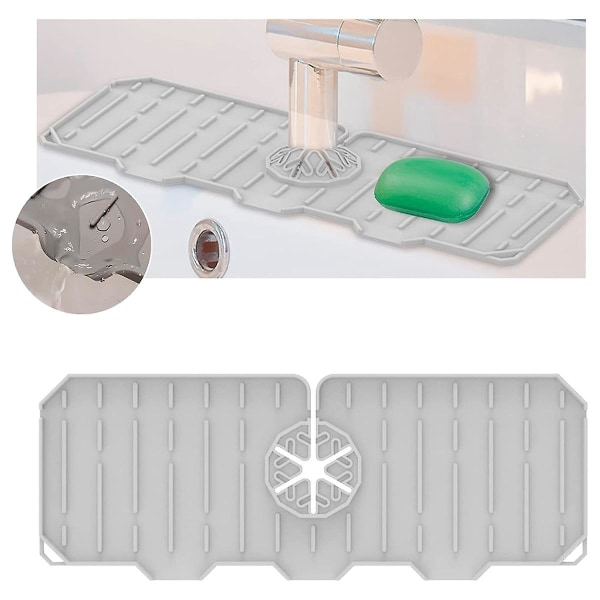 Benkeplate Tørr - Silikon dryppfangerbrett - Dryppbeskytter Splash Benkeplate - Tørkematte, vask S Gray