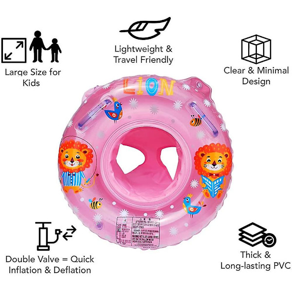 Baby uimarengas, uimaapuvälineet Baby puhallettava kelluntarengas uimaistuin Baby leluille 6 kk - 36 kk Lion - Pink