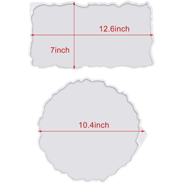 2 kpl Tarjotin Silikonimuottisetti Epäsäännöllinen Epoksihartsi Tarjotin Muotit (suorakulmainen+pyöreä) Transparent white