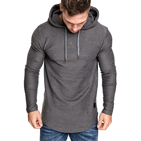 Herreoverdele Almindeligt Hættetrøjer Langærmet Sweatshirt Pullover Deep Grey 3XL