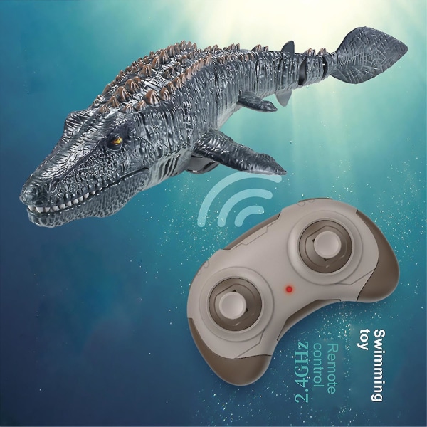 2023 Fjärrstyrd Mosasaurus Dinosaurie Leksak för Barn, Uppgraderad Mosasaurus Vattenleksak grey