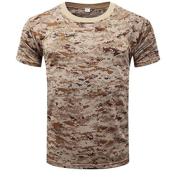 Herre Camo T-skjorte Army Military Combat Summer Tactical Topper Digital Desert XL