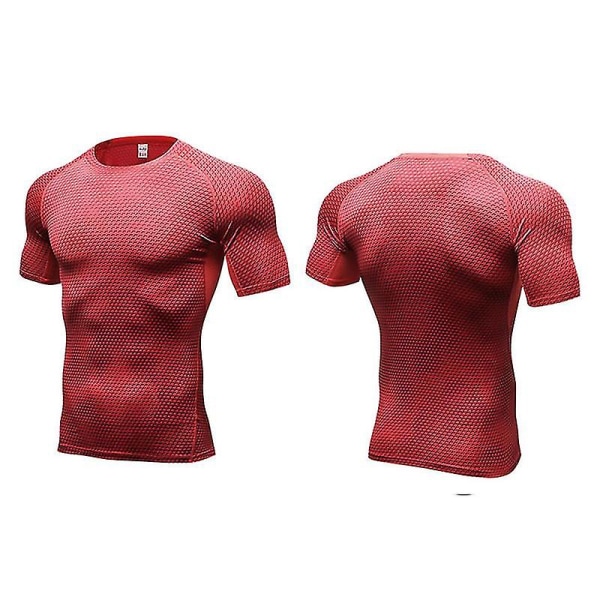 Miesten Base Layer T-paita Under Skin Tee Gym Sport Topit Red 2XL