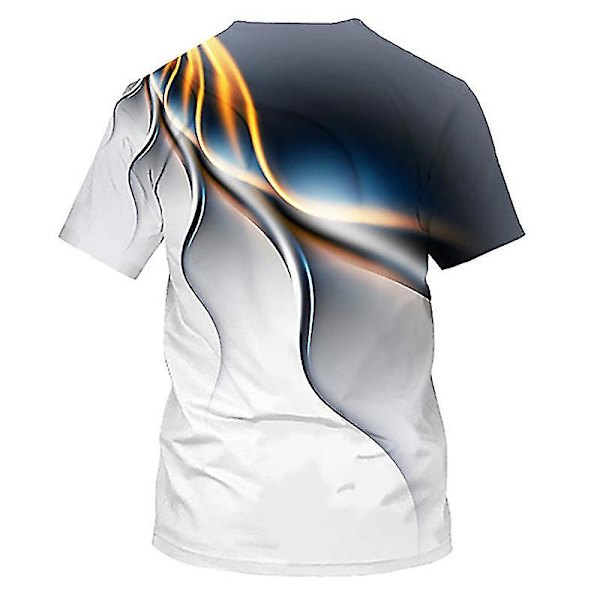 Sommer T-skjorte med 3D-trykk for menn, kort erme White XL