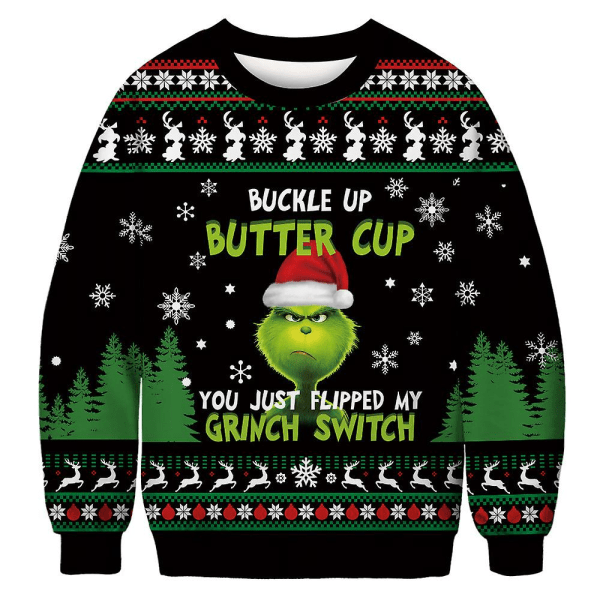 Voksne Par Julefest Sweatshirt Grinch Print Rundhals Pullover Langærmede Grønne Monster Toppe D L