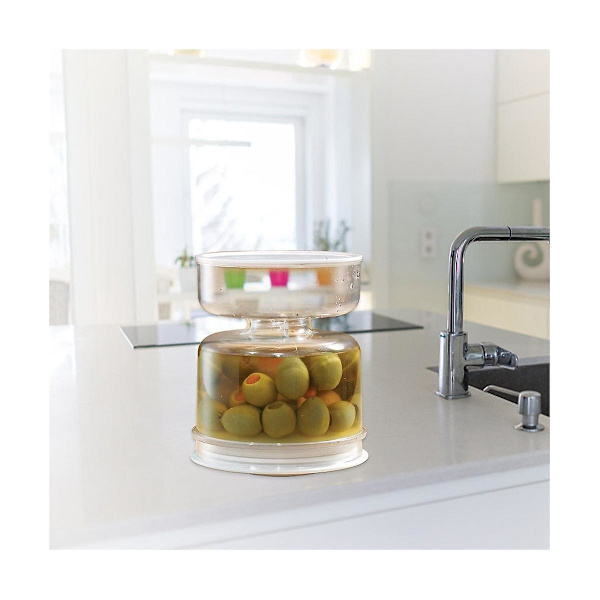 3 stk Krukke Tørr Og Våt Dispenser Og Oliven Timeglass Krukke Beholder Kjøkken Separator Organizer
