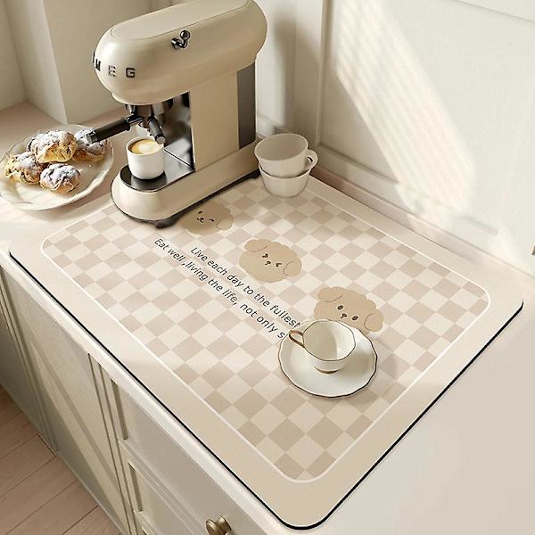 Super Imuva Superabsorbentti Antislip Suuri Keittiön Imuva Valutusmatto Kahvi Astian Kuivausmatto Nopea Kuivaus Kylpyhuoneen Valutuslevy Astiamatto 3Dog Off-white 40x50cm