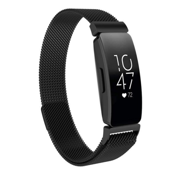 205 mm magnetiskt Milanese rostfritt stålband för fitbit inspire/inspire HR -Svart