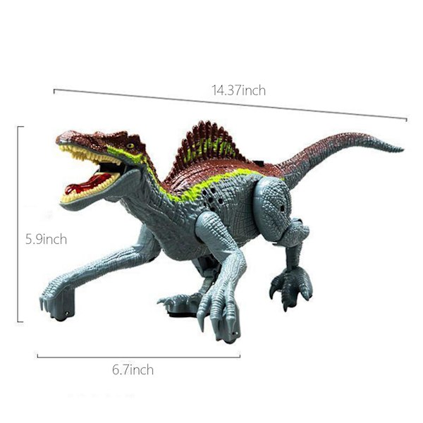 Spinosaurus Lysende Fjernstyrt Dinosaur Leke Jurassic Simulering Modell Barnegave Elektrisk Leke Salg -ES Gray Free Size