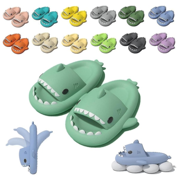 Cute Shark Par Tøfler - Sklisikker Eva Flip Flops For menn, kvinner, barn, utendørs light green 36 37