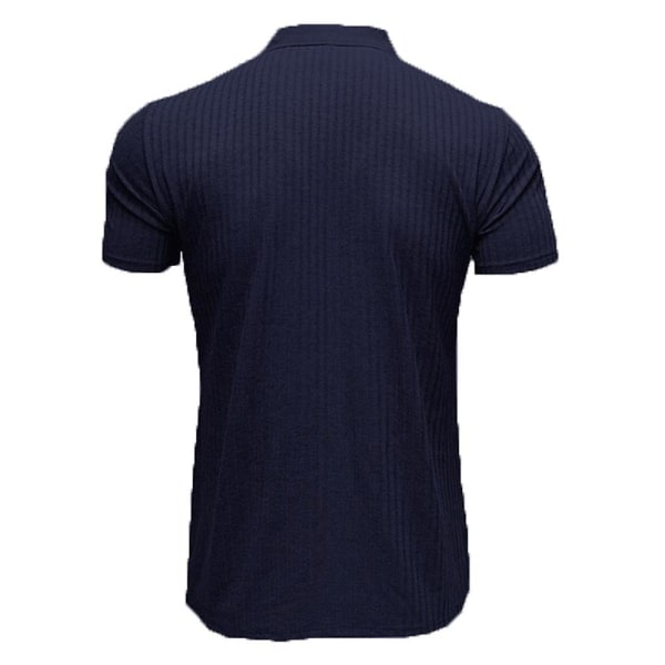 Miesten poolopaita lyhythihainen T-paita Golf Topit Navy Blue 2XL