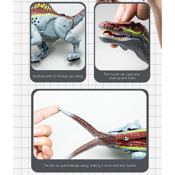Spinosaurus Lysende Fjernstyrt Dinosaur Leke Jurassic Simulering Modell Barnegave Elektrisk Leke Salg -ES Gray Free Size