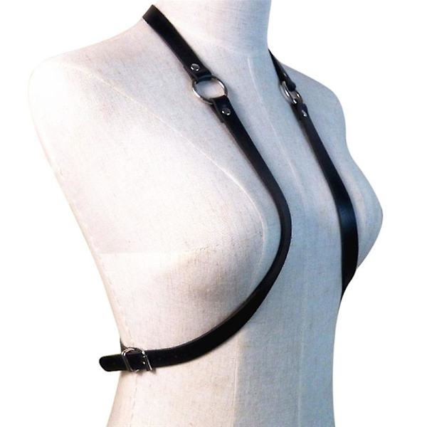 Sexig Kvinna Man Justerbar Läder Kropp Bröstsele Bälte Punk Fancy Kostym Black 1pc