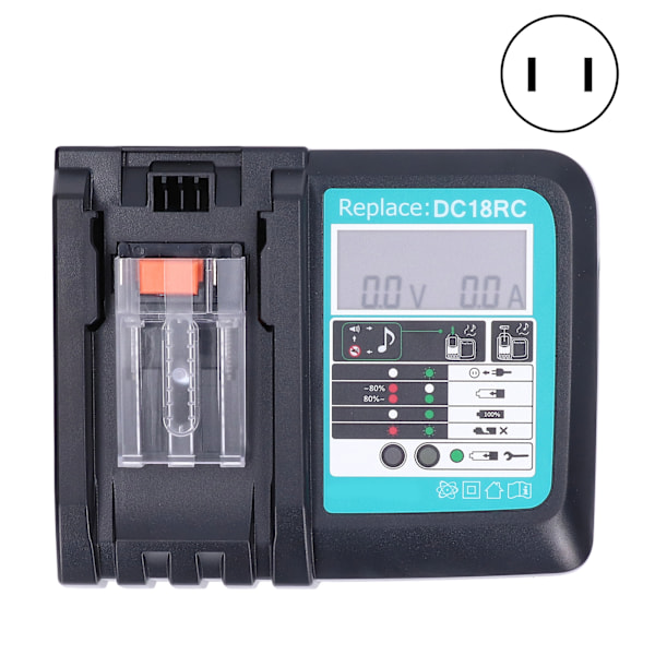 Lithium Battery Charger for DC18RC 14.4V/18V Li Ion Battery BL1860 BL1430 Series 100‑240VUS Plug