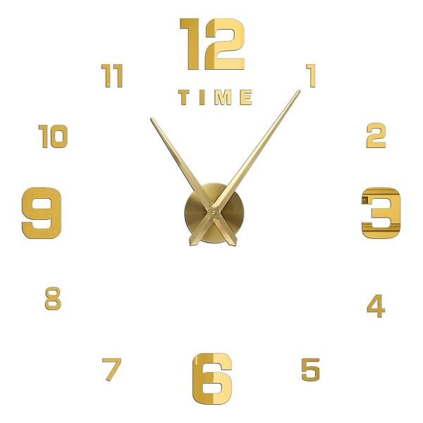 3D Stor Väggklocka DIY Akryl Spegel Klocka Dekal Överdimensionerad Klocka Klockor Europa Horloge Vardagsrum Heminredning Flera Stilar Gold G 37 inch (60-90cm)